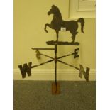 Metalware Weather Vane, the top decorated with a horse, c1950's