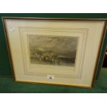 Pair of gilt f/g 19c hand coloured prints of Folkestone, harbour and coast of Dover Kent, and the