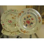 3 x interesting 19c collectable Chinese plates each with enamel decoration of trees and flowers 8"