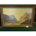Frances E Jamieson, a oil painting on canvas, 21" x 11" a scene depicting man with sheep and