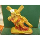 Hand painted chalk figure of Jesus carrying the Cross, signed Arnoba and No:239
