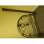 4'6 Victorian bed with wrought iron headboard and base, original irons,