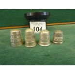 Charles Horner silver h/m thimble and 3 other thimbles, all silver h/m