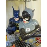 Warner Brothers Studio Store Cookie Jar and Lid Batman 12" tall and similar Cat Woman 12" tall