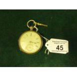 Silver h/m pocket watch with key wind action, Roman Numerals with second hand aperture, Birmingham