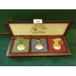 Boxed collection of 3 novelty style pocket watches on chains, all appertaining to Mickey Mouse or