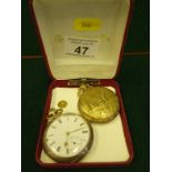 Pocket watch set in 800 silver, top wind action, back plate with inscription 1-2 Chronometer Leyonet