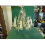 Collection of 3 good quality Bohemian crystal glass chandeliers, matching set comprising 2 with 8