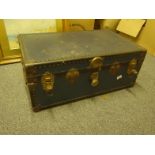 Storage trunk with carrying handles and cloth interior, c1960's