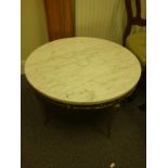 Circular topped marble classical style side table 2' dia on gilt brass base