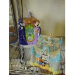 2 x Walt Disney caricature Cookie Jars and lids, 1 modelled as Magic Kingdom with numerous Disney