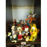 3 x Disney composite figures Mickey Mouse in a Car, Pluto jumping a fence and Goofy Dancing, and 6