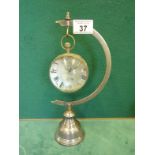 Antique style hanging ball clock, standing on half moon shaped base, you can now bid live on all our