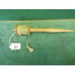 Fishing Paraphernalia, Bank Runner c1880 with turned wood handle, running spool, you can now bid