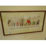 Collection of 3 French humorist pictures of Dogs in various poses, each signed and titled in French,