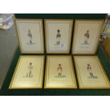 Collection of 6 x gilt framed Military prints Soldiers in costume antique style,