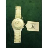 Gents white Emporio Armani Chronograph watch, white coloured dial with Armani logo date aperture and