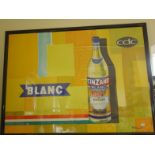 Large advertising poster  Blanc Cinzano Bernard Villemot, c1963 Paris, with certificate of