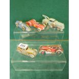 5 x assorted early 20th century American Die Cast Toys, all in need of rest £oration, marked to base