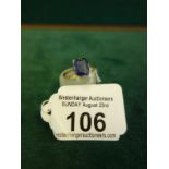 9ct gold Ladies ring size L, set with solitaire blue stone on a 9ct gold shank,