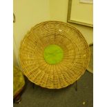 Stylized 1960's wicker cone chair, on metalware base,
