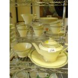 Art Deco period Conical shaped tea service including tea pot, 6 cups and saucers, cream jug and