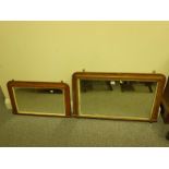 2 x similar overmantle mirrors both with inlaid boarder, 1 measures 24" long the other 30" long