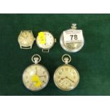 5 assorted Military watches, 2 wrist watches and 3 pocket watches