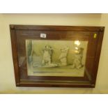 Oak framed coloured print by Cecil Aldin in original oak stud frame, image size 12" x 20", title "