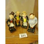 Royal Doulton 2.3/4" tall figurines, from the Dickens series Pickwick, Trotty Veck, Captain