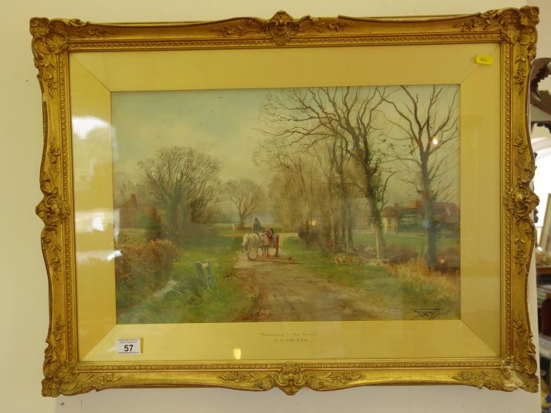 Henry Charles Fox, RBA superb gilt f/g watercolour in gilt exhibition frame, entitled Returning to