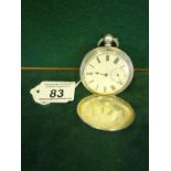 Silver Full Hunter Gents pocket watch with 1.3/4" dial silver body and black plate each marked