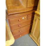 Victorian bun chest of 2 short and 3 long drawers