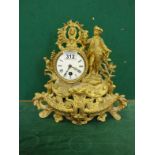 Late 19c Ormolu mantle clock, with enamel dial 8 day movement, needs rest £oration
