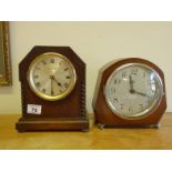 Oak mantle clock, c1920's dial marked Boulle-clock, electric magnetic movement, battery operated,