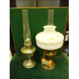 2 x oil lamps with shades, both c1930's some condition issues to the glass ware