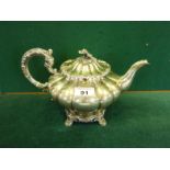 Superb Newcastle silver h/m Georgian period Rococo Tea Pot hallmark date 1799, superb condition on 4