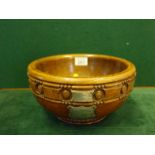 Oak presentation fruit bowl with crest £ to front, dated 1936 presented to Lanson,