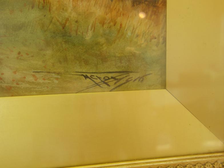 Henry Charles Fox, RBA superb gilt f/g watercolour in gilt exhibition frame, entitled Returning to - Image 2 of 2