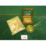 Fishing Paraphernalia, small wooden Trout Fly Box and a Davey celluloid bottle with patent number