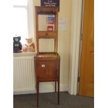 Small 19c cabinet on stand with galleried back, + one other side unit