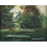 * Marcella SMITH (1887-1963) Oil on panel House amongst the trees on a tree lined river bank