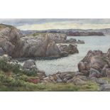 * John Edgar PLATT(1886-1967) Watercolour A Devonshire Cove Dated August 1908 Signed with monogramme