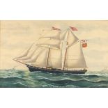 Ship portrait of schooner ‘Anne & Mary of Fraserburgh  James Anderson – Master’ Watercolour,