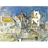 * Linda WEIR (b.1949) Gouache ‘St Ives Harbour and Harbour Master’s House’ Inscribed, signed and