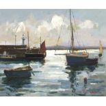 Eric WARD (b.1945) Oil on board ‘St Ives Harbour’ Inscribed on label to verso Signed 9.5” x 11.5” (