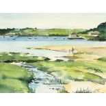 J* SHEARS (20th/21st C. English School) Watercolour Tidal Estuary Signed in pencil Unframed 9.75”