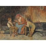 Vincenzo LORIA (1849-1939) (Italian School) Watercolour Story time – grandmother & two grandsons