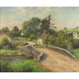 Francis G. TROTT (20th C. Westcountry School) Oil on canvas ‘The Bridge Lerryn’ (Cornwall) Inscribed