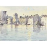 * Michael D. HILL (b.1951) Watercolour The Harbour ‘Barbican Plymouth’ Signed 9” x 11.75” (22.9cm